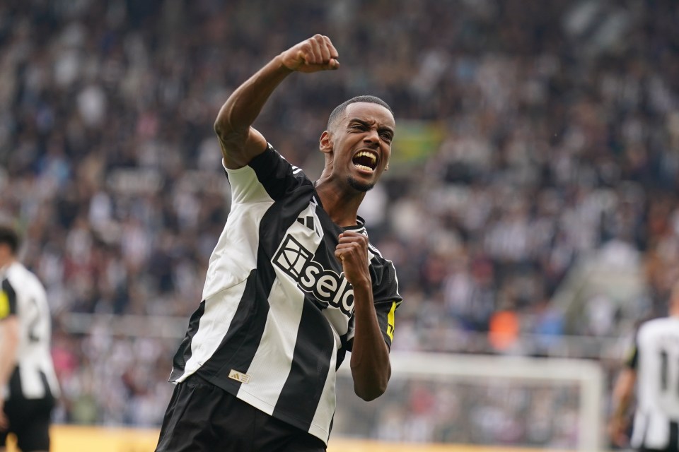 Alexander Isak of Newcastle United celebrates scoring a goal.