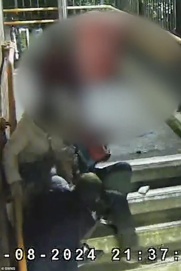 The brave victim managed to keep hold of his belongings and Hughes fled the station empty-handed