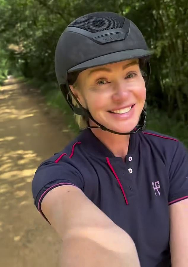 'Country girl' Portia de Rossi goes horse riding in the Cotswolds, where they live