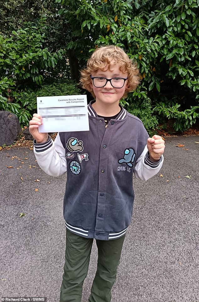 Harry Clark with his results