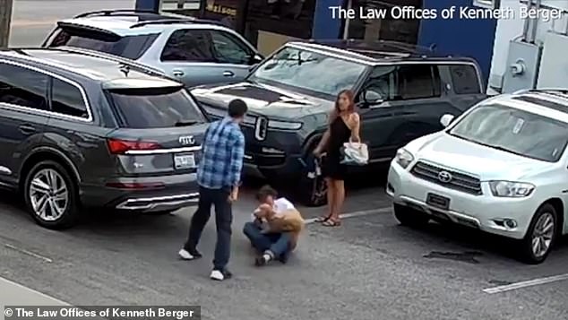 Security footage shows Uliumdzhiev storming out of his Audi SUV and confronting Kobel before suddenly headbutting him in the face and landing a punch that dropped the CEO cold