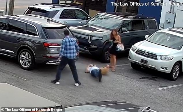 Kobel's dog crashed to the ground with him as bystanders watched in horror