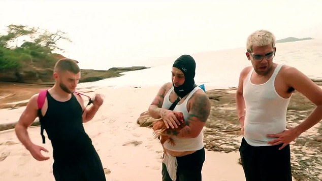 The incident reportedly occurred during a 24-hour survival-themed stream where N3on (pictured far right) was said to have tortured a chicken before prepping it to eat