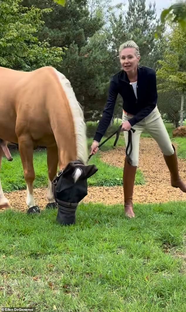 Taking to Instagram on Thursday, the ex chat show host, 67, shared a sweet snap of her wife horse riding in the English countryside