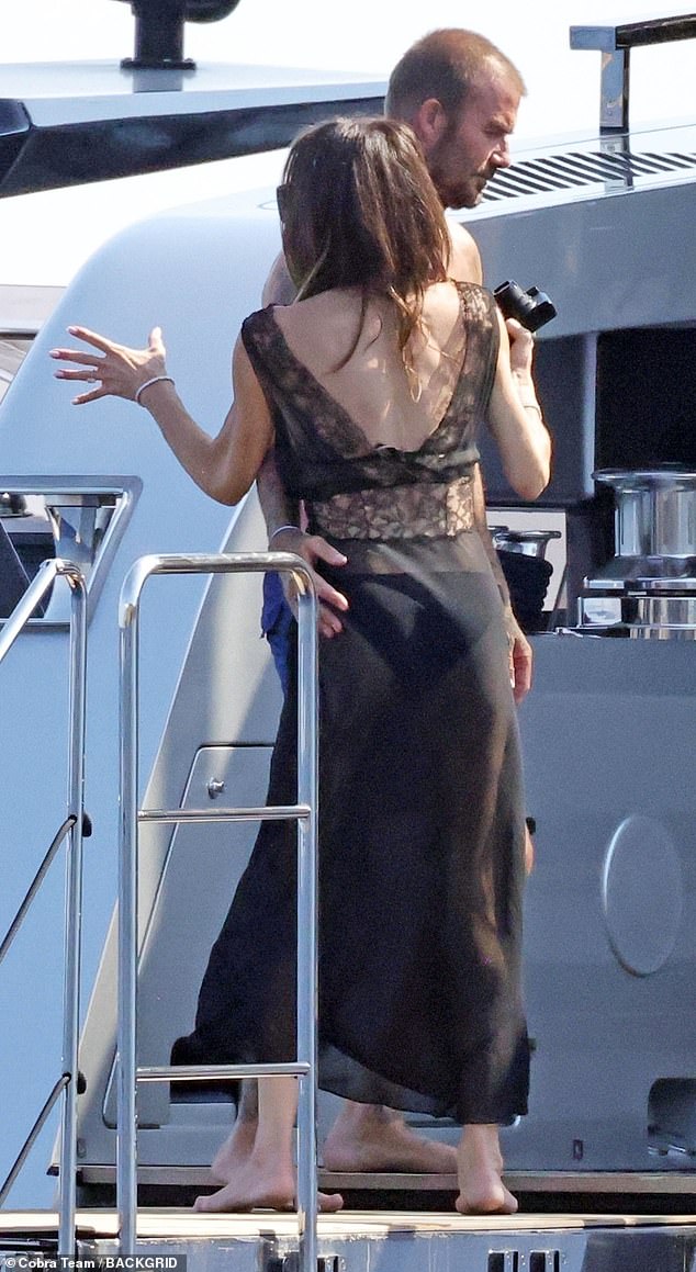 Victoria's skimpy swimwear could be seen beneath her effortlessly stylish dress