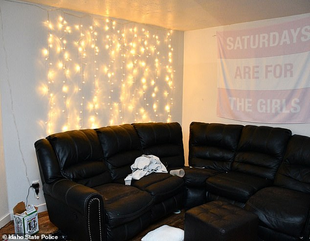 The college house, which was occupied by Mogen, Kernodle, Goncalves, Mortensen and Funke, had a poster which read 'Saturdays are for the girls' hanging in their living room
