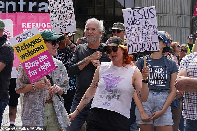 One counter-protester held a banner that claimed Jesus was a 'socialist migrant'