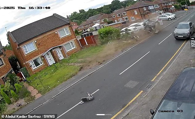 The business owner of the shop near the crash has been left shocked that nobody was seriously injured in the crash, but has warned it is only a matter of time before someone dies