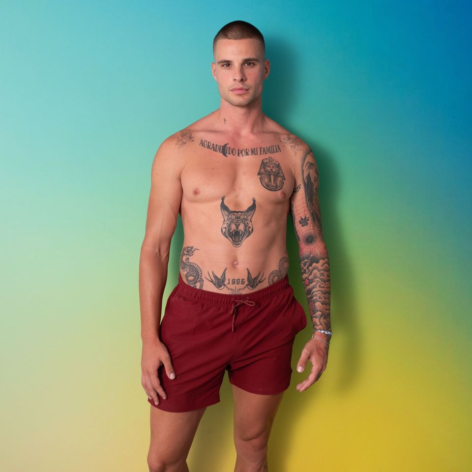 Boris, a tattooed model from the Love Island TV show.