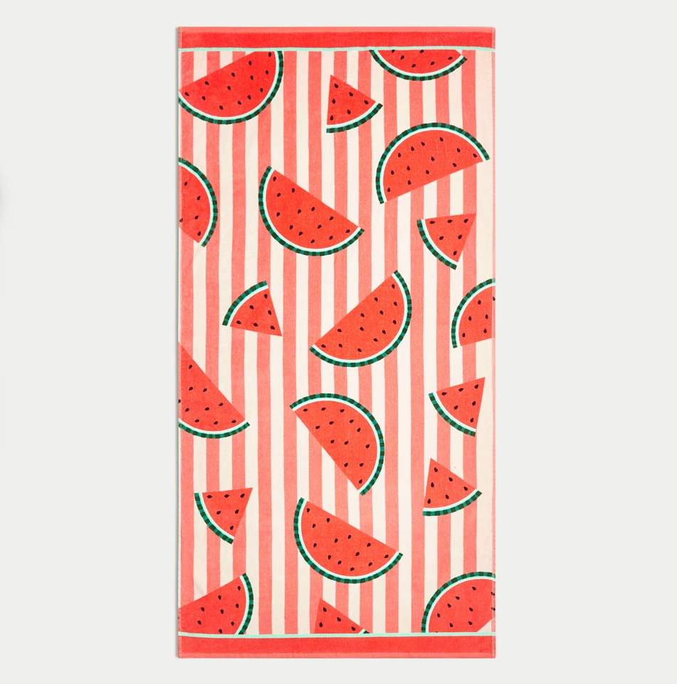 Watermelon-print beach towel.