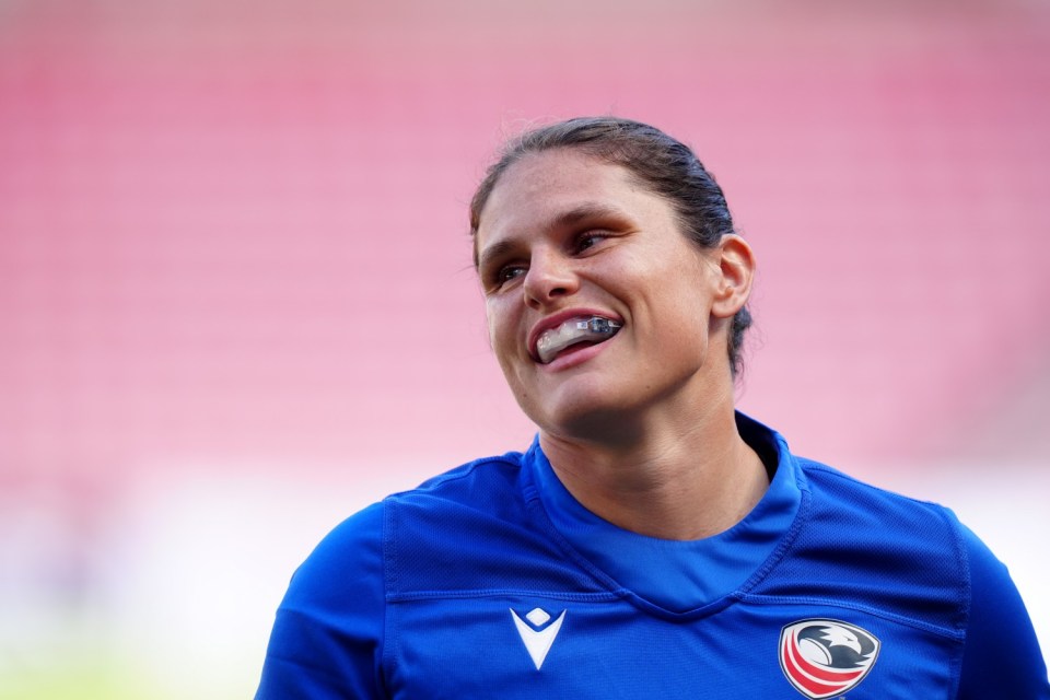 USA's Ilona Maher during a team run at the Stadium of Light, Sunderland. Picture date: Thursday August 21, 2025. PA Photo. Photo credit should read: Mike Egerton/PA Wire. RESTRICTIONS: Use subject to restrictions. Editorial use only, no commercial use without prior consent from rights holder.