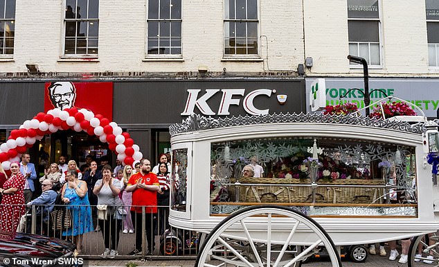 Pauline Richards' funeral procession passed by the KFC in Taunton where she had worked for 47 years