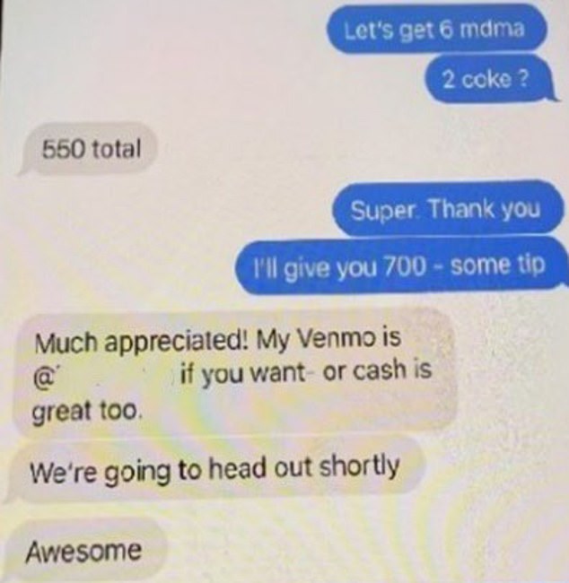 The barrage of allegations ¿ and it should be noted they are just allegations at the moment ¿ are documented in eyeball-popping detail. Pictured: Texts allegedly sent between Torstensson and a drug dealer