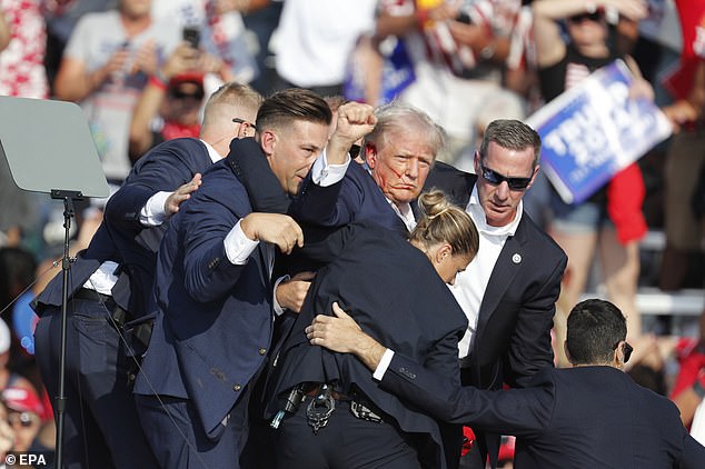 The assassination attempt when a bullet grazed Trump's ear (above) as he campaigned in Pennsylvania in July last year is said to have 'profoundly affected Melania'