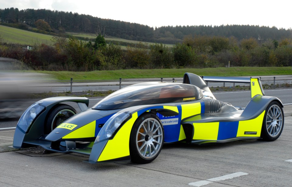 Caparo T1 supercar with police markings.