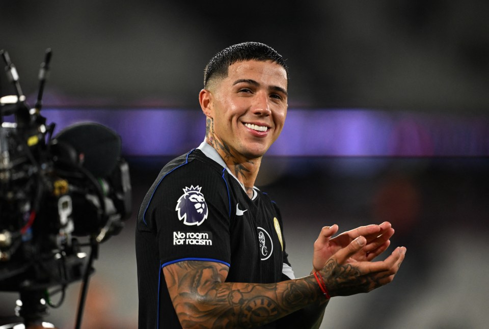 Enzo Fernandez of Chelsea celebrates.