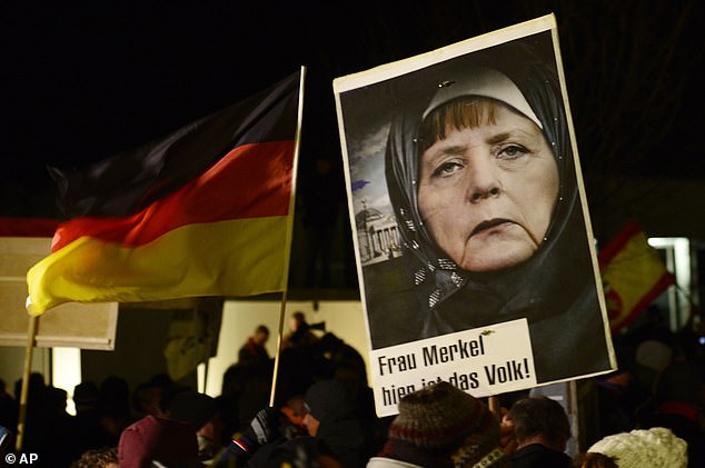 After the borders were opened, much of the public opinion went against Mrs Merkel with widespread banners and protests