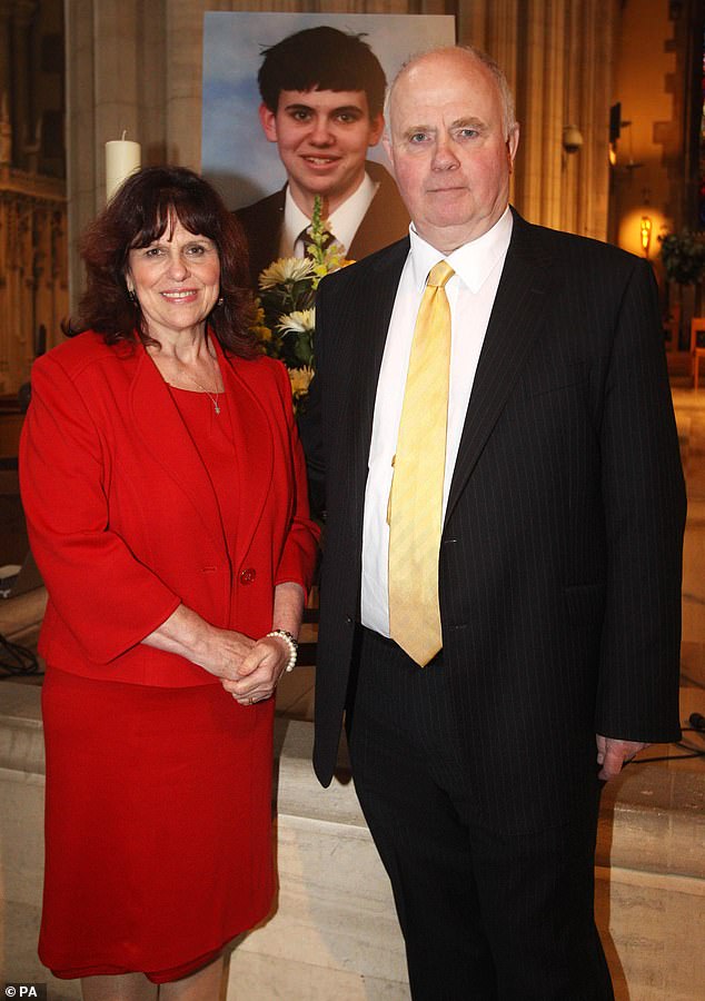 Jimmy's parents Barry (right) and Margaret Mizen attend a special memorial service for their son
