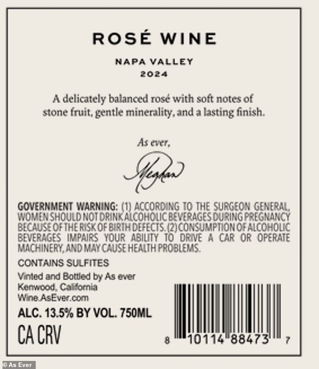 The pale pink wine, which comes in a clear bottle with a white, gold-rimmed label, has an ABV (alcohol by volume) of 13.5 per cent ¿ one per cent lower than its predecessor
