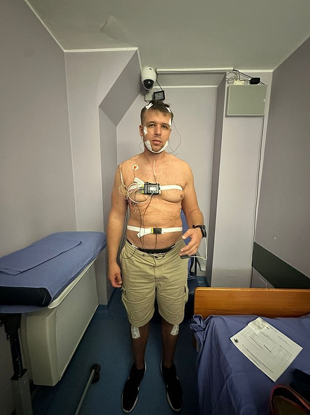 He has resorted to travelling the world, pictured in Italy, in pursuit of a diagnosis and effective treatment and undergoing dozens of therapies