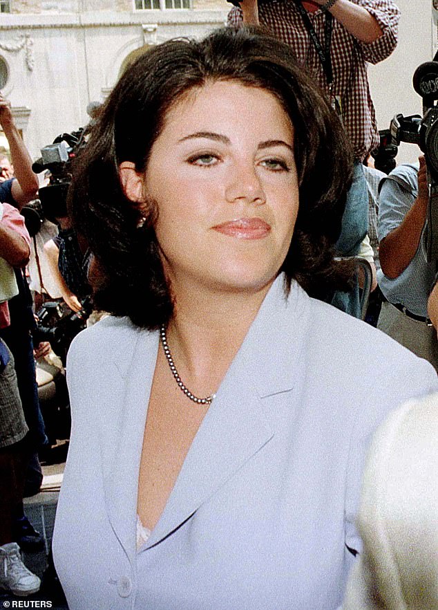 Lewinsky, for those too young to recall the events that gripped the world in the late 1990s, was fresh out of college and a White House intern when she met Bill Clinton in 1995 during his first term as President of the United States. Pictured: Lewinsky in 1998