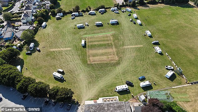 The net practice area in the bottom right corner of the photo was damaged