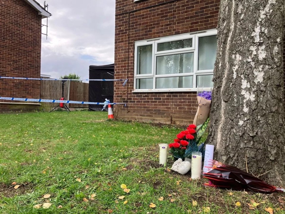 Memorial at a crime scene.