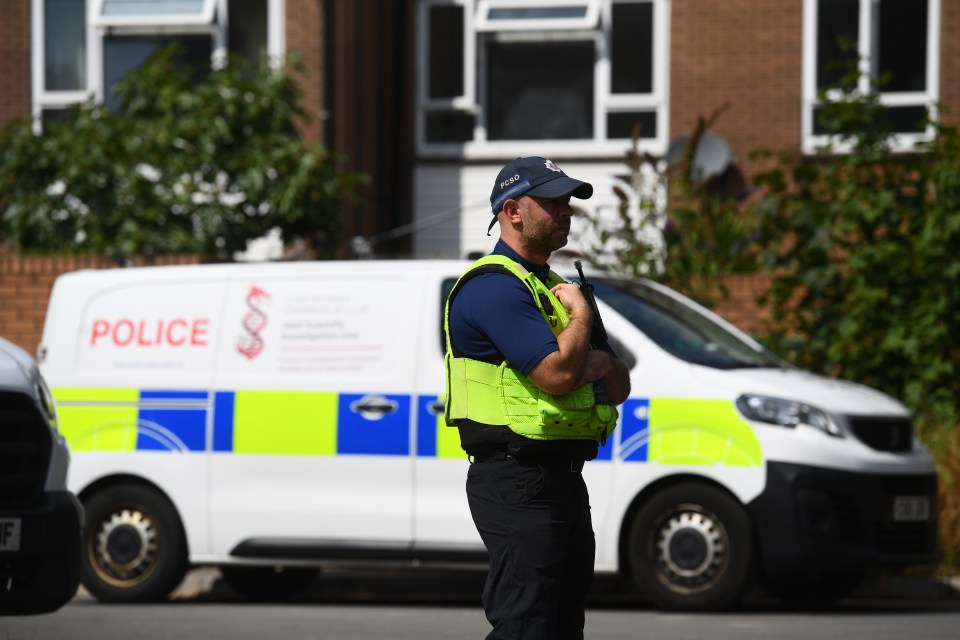 Police officer at a crime scene.