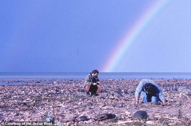 The boat was discovered in 1986 during a severe drought that had exposed the Sea of Galilee’s shoreline near Magdala. As the excavation began, rain returned, and a striking rainbow appeared over the site