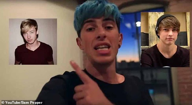 Sam Pepper (pictured, centre) was already a controversial figure before his execution prank