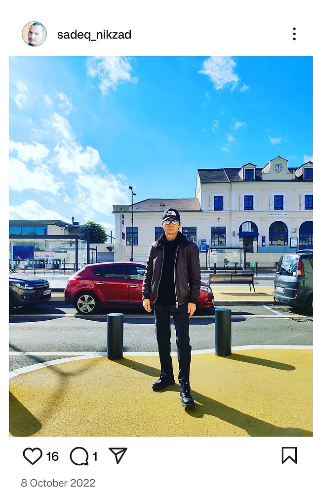 Sporting Doc Marten shoes and a North Face cap, Nikzad poses outside Montereau station in Marseille, France