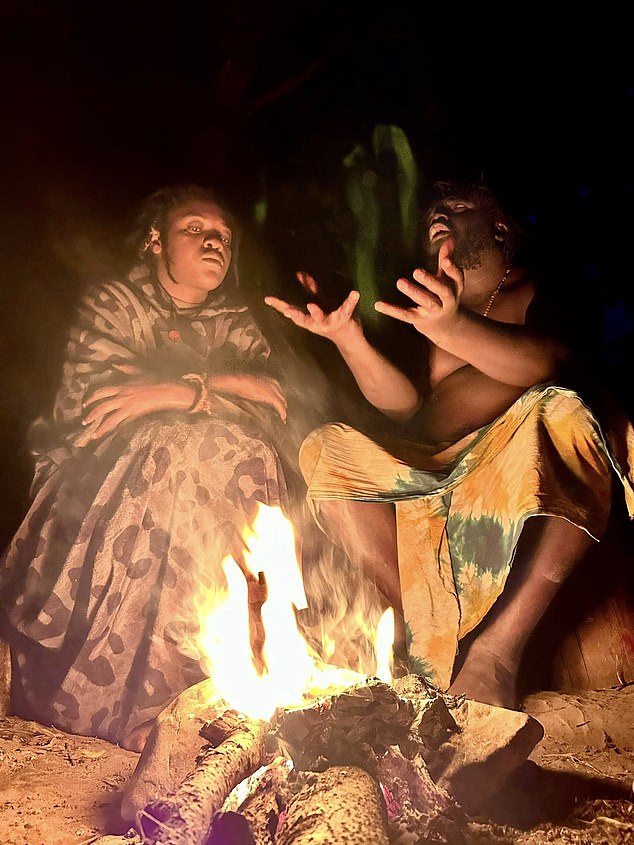 They are often seen singing and dancing by campfires, wielding wooden staffs and appearing to worship Offeh