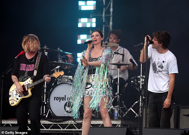 Sophie looked incredible in a bespoke silver, black and gold mini-dress emblazoned with the word disco