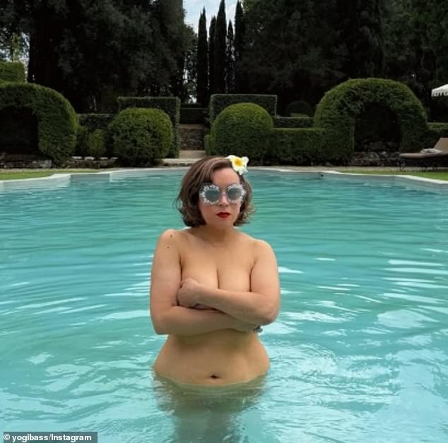 Jennifer Tilly posed nude in her swimming pool in a pinup photo shared to Instagram on Monday