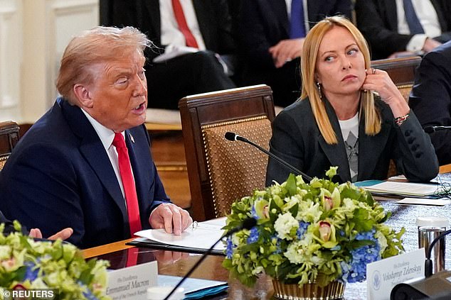 Giorgia Meloni with Donald Trump at the White House last week for negotiations to end the fighting in Ukraine