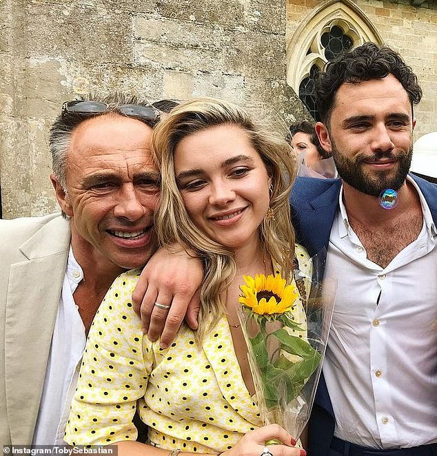 Toby (right) is pictured with his sister Florence Pugh and their father, Clinton Pugh