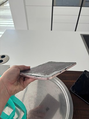 The mother of three posted a picture of the broken device on her Instagram grid, as she candidly explained she had gotten so angry she'd cracked the screens