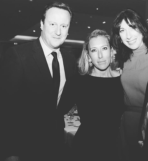 Philanthropist and ex-Tory donor Alisa Swidler was a high-profile former tenant of William and Kate's 'forever home' before her death in 2019 aged 47. Pictured: Ms Swidler with David and Samantha Cameron at the Conservative Summer Ball in 2016