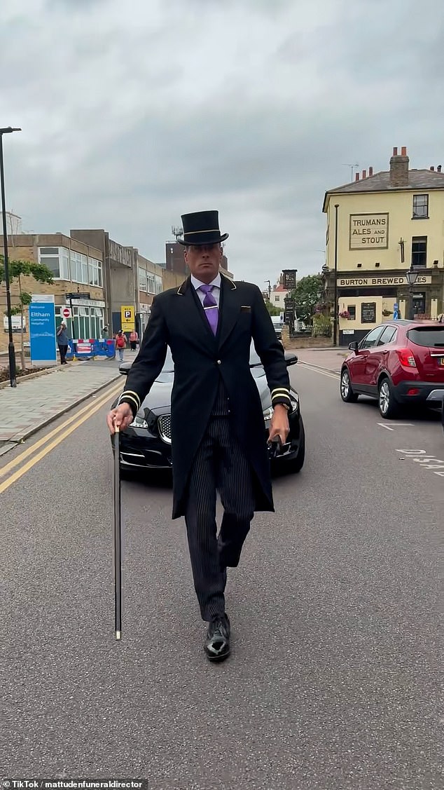 The video posted by Matthew Uden-Funeral Director, was captioned saying the tradition is 'full of respect, and it shows that every farewell is accompanied by love, guidance and care'