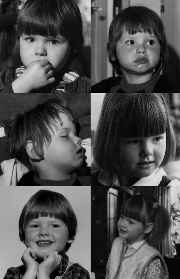 Collage of black and white photos of Willeke Dost at different ages.