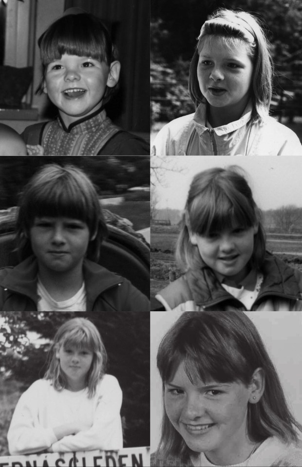 Collage of black and white photos of Willeke Dost at different ages.