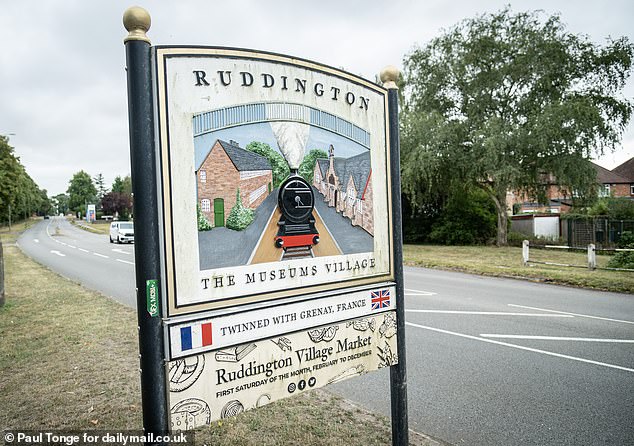 The house sits in Ruddington, Nottingham. Pictured: The Ruddington sign
