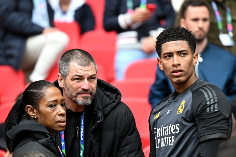 Jude Bellingham with his parents at Wembley Stadium.