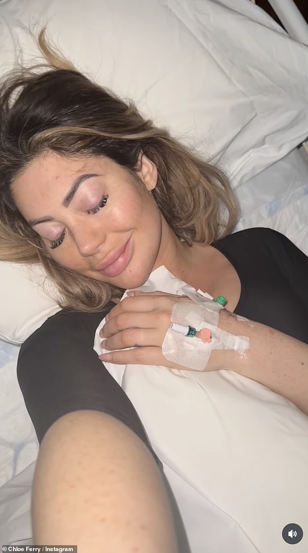 While the next snaps saw her smiling while lying in her bed at the hospital after having the controversial surgery reversed