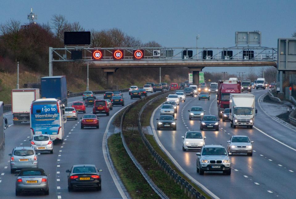 Heavy traffic on a motorway.