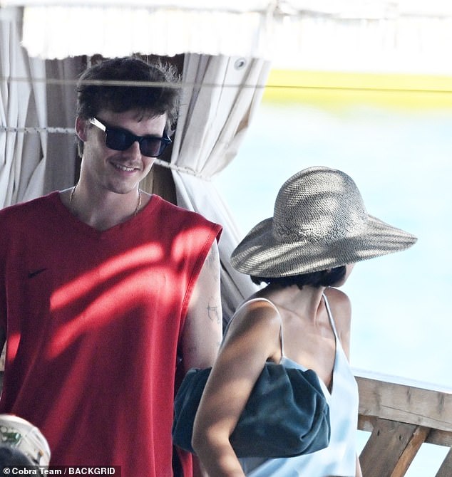 The couple walked together out of the restaurant