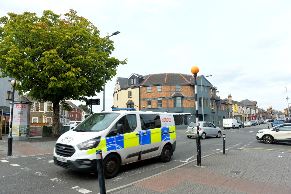 Police van on a Cardiff street.