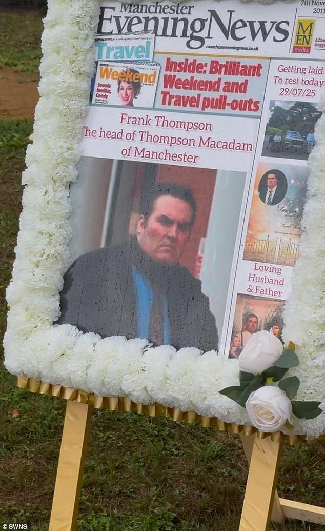 A mocked-up newspaper front page was created as a 'tribute' to Thompson, using a picture taken at court before his sentencing years earlier