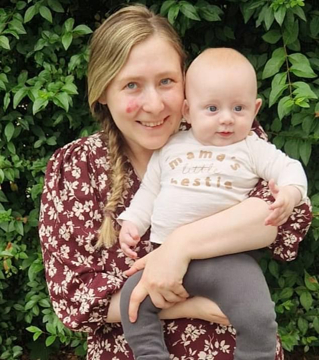 But she was thankfully successfully treated with surgery and proton beam therapy - with doctors even telling her she was in the lowest risk category for relapse. Pictured: Ms Small with Samuel