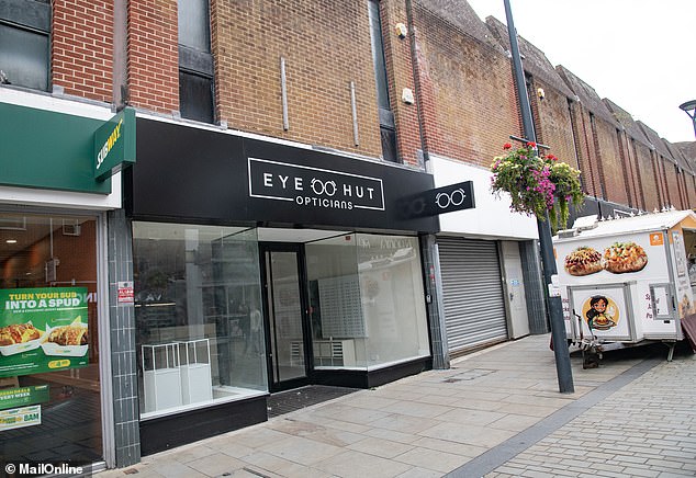 Eye Hut opticians is another recently abandoned shop near St Peter's Street in Derby, which has seen a host of closures in recent times